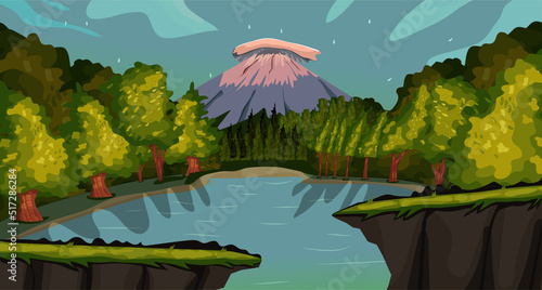 Seamless cartoon nature landscape , game background vector , game design asset