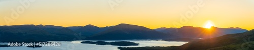 Ben Lomond mountain peak at sunset near Loch Lomond. Scotland 