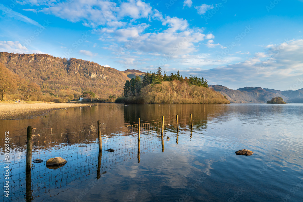 Fototapeta premium Derwentwater lake in golden hour light, Lake District. England