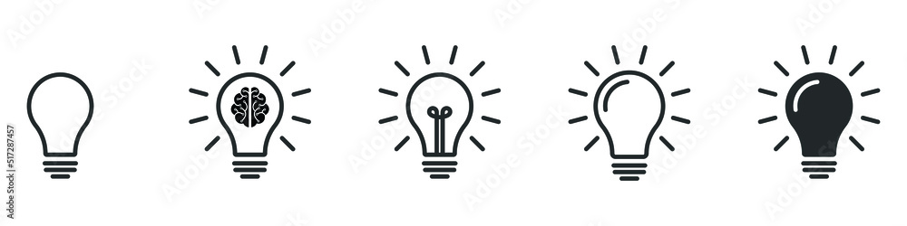 Set of inspiration bulb icon - Stock Vector Set of inspiration bulb icon - Stock Vector