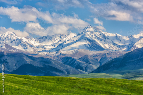 Scenic snow covered mountain in northern Tien Shan, Kazakhstan