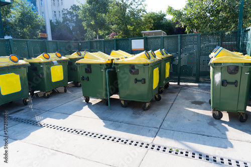 containers disposing glass cardboard plastic city waste