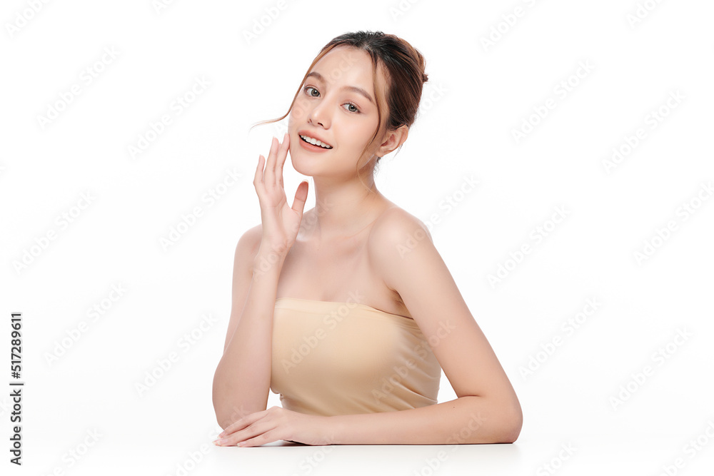 Beautiful young asian woman with clean fresh skin on white background, Face care, Facial treatment, Cosmetology, beauty and spa, Asian women portrait. Beautiful young asian woman with clean fresh skin on white background, Face care, Facial treatment, Cosmetology, beauty and spa, Asian women portrait.
