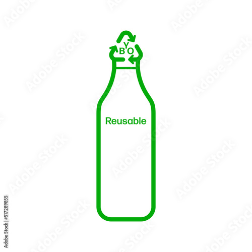 Bring your own reusable bottle icon. Editable stroke vector symbol. Recycle arrow bottle cap as a gimmick of BYO reducing of waste.