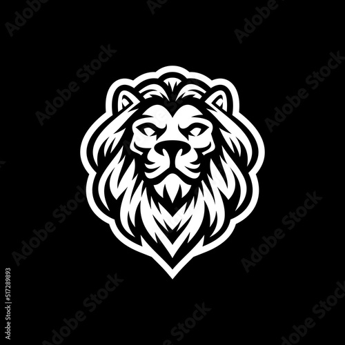 Lion head line art mascot logo design. Lion vector illustration on dark background	
