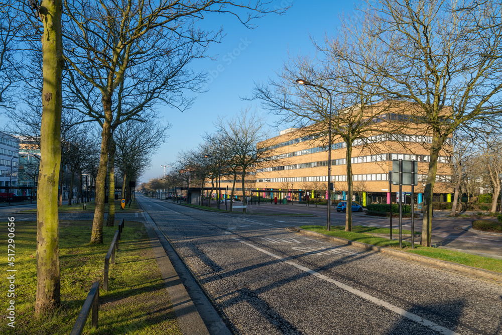 Midsummer boulevard in morning light in Milton Keynes. England Midsummer boulevard in morning light in Milton Keynes. England