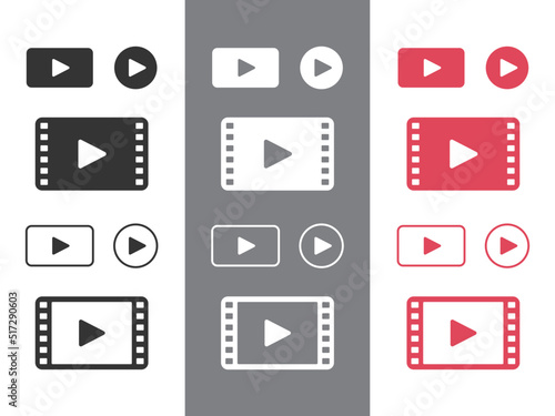動画再生中のアイコンイラストセット