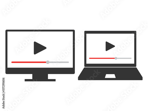 動画再生中のノートパソコンのモニター画面