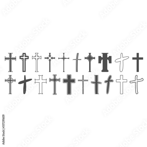 Christian crosses icons collection. Religion concept illustration