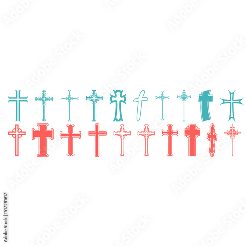 Christian crosses icons collection. Religion concept illustration