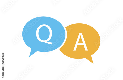 Questions and answers speech bubble icon. Q and A button on white background. Vector illustration