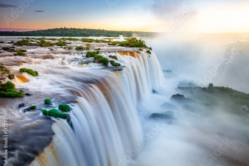 Above Iguazu waterfalls at sunrise, Brazil, border with Argentina photo