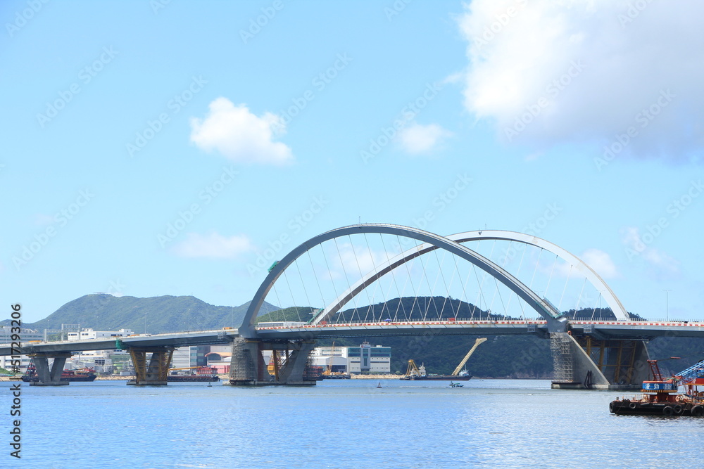 Naklejka premium Cross Bay Link under Construction in Tseung Kwan O, Hong Kong