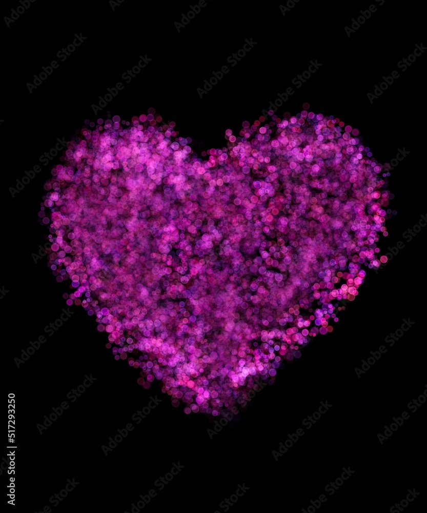 Heart shaped bokeh in dark background