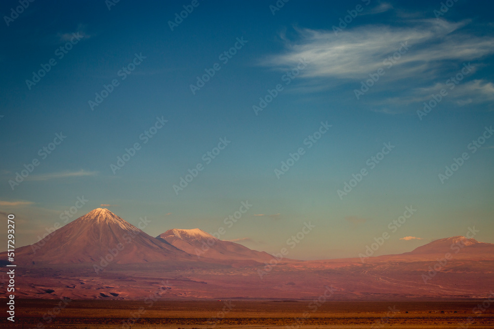 Licancabur volcano sunset in Atacama desert, Chile, South America