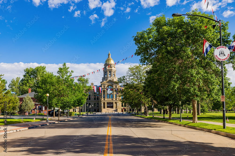 Sunny view of the Wyoming State capitol building