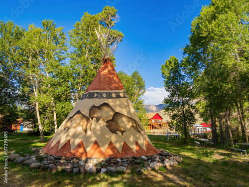 Sunny view of Tipi with beautiful landscape photo