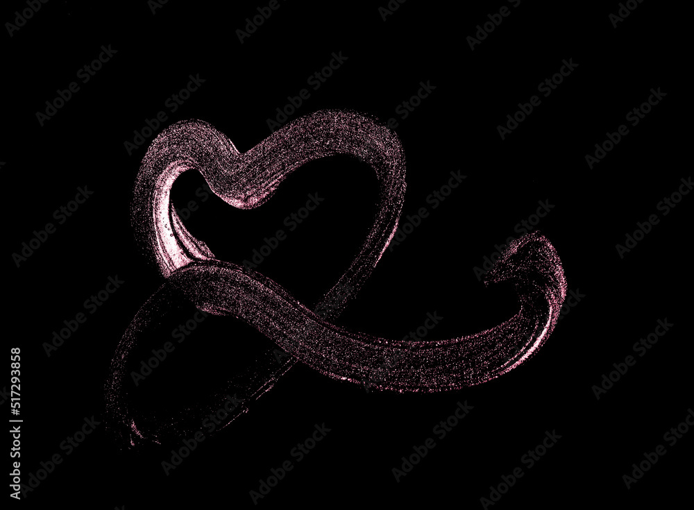 Obraz premium Gold rose pink ink brush strokes isolated on black background. with clipping path.