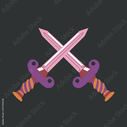 Magic cards, crossed swords, fight battle vector