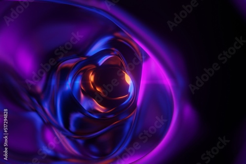 Abstract background of colorful swirl concept with contrasting purple and blue gradient, and spiral object rotating to center of focus.