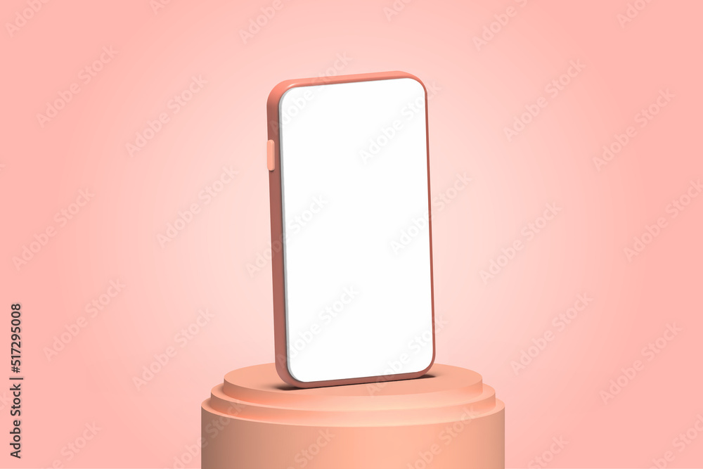 3d cute smartphone on cylindrical podium background empty screen mockup, mobile phone, Smartphones screens mockup, blank screen, peach 3d cute smartphone on cylindrical podium background empty screen mockup, mobile phone, Smartphones screens mockup, blank screen, peach
