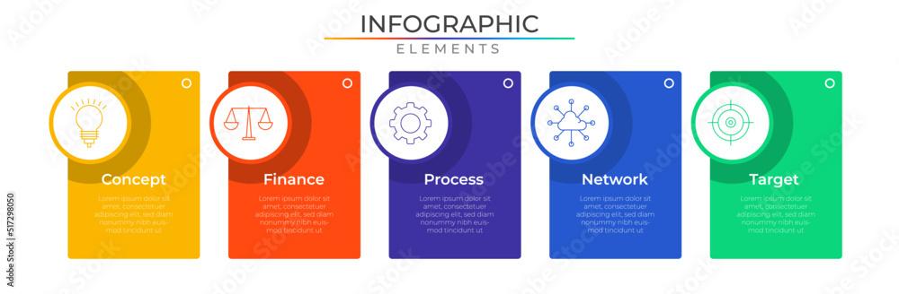 Fototapeta premium Business modern infographic elements plan concept design vector with icons. Workflow network project template for presentation and report.