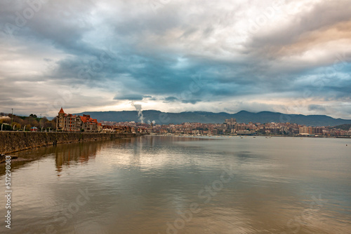 panorama of the city and river port