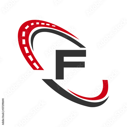 Letter F Transport Sign, Transportation Logo Design Template. Automotive Sport Road Logo Element