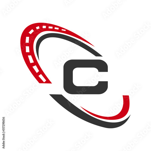 Letter C Transport Sign, Transportation Logo Design Template. Automotive Sport Road Logo Element