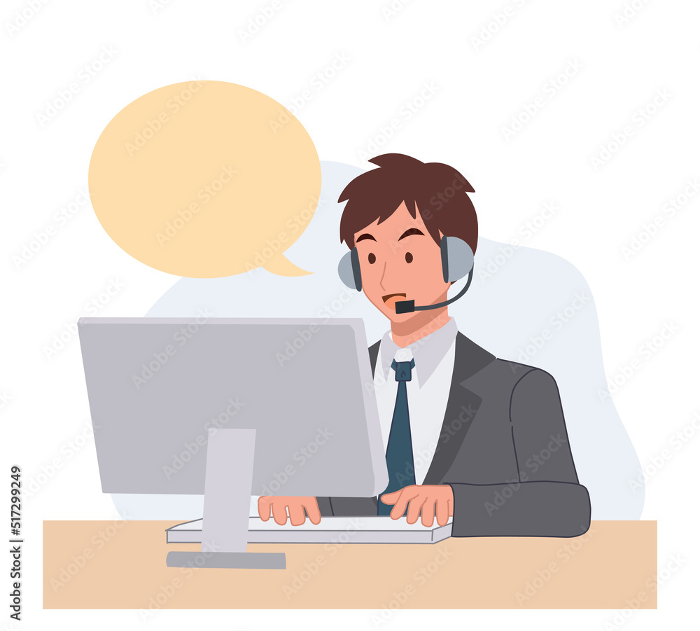 Customer service, call center, hotline.Online technical support.telemarketing agents. flat vector cartoon illustration. Customer service, call center, hotline.Online technical support.telemarketing agents. flat vector cartoon illustration.