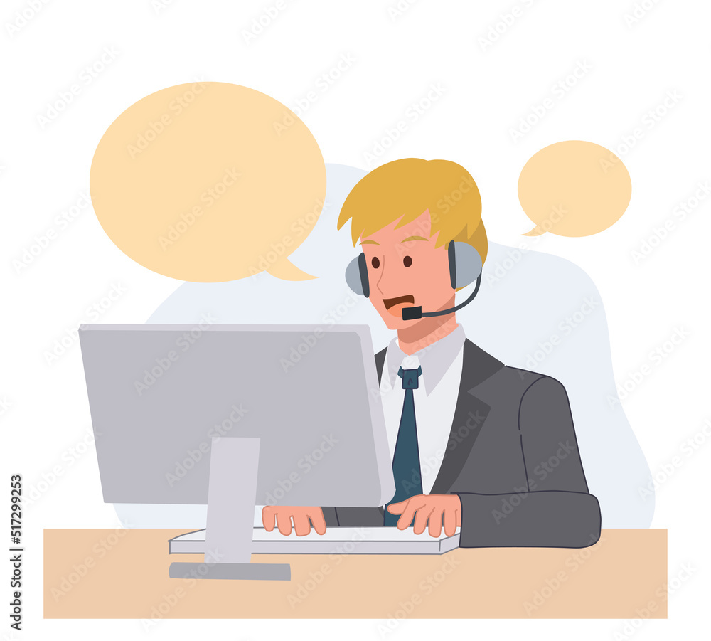 Customer service, call center, hotline.Online technical support.telemarketing agents. flat vector cartoon illustration. Customer service, call center, hotline.Online technical support.telemarketing agents. flat vector cartoon illustration.