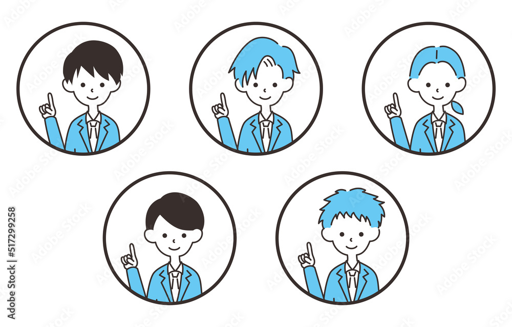 男性のビジネスマン　アイコンセット　ひらめき