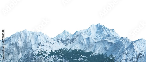 Fotografia Snowy mountains Isolate on white background 3d illustration