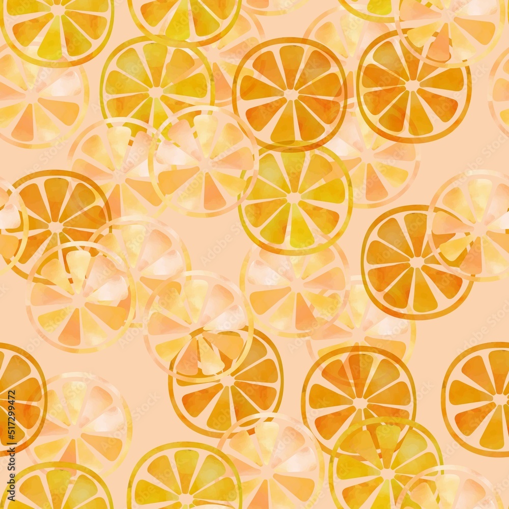 Orange Fruit Seamless Pattern. Summer Background. Fruits Abstract Wallpaper. Orange Creative Design for Prints, Surface, Home Decoration, Fabric. Vector Illustration. Orange Fruit Seamless Pattern. Summer Background. Fruits Abstract Wallpaper. Orange Creative Design for Prints, Surface, Home Decoration, Fabric. Vector Illustration.