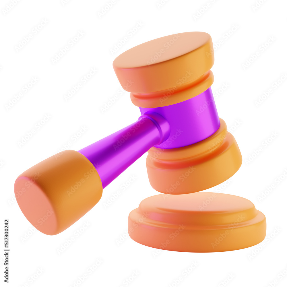 Auction hammer 3d rendered icon Auction hammer 3d rendered icon