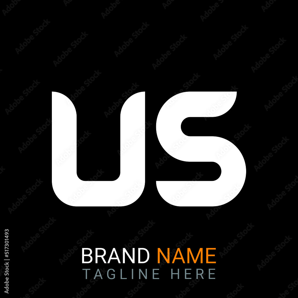 Us Letter Logo design. black background. Us Letter Logo design. black background.