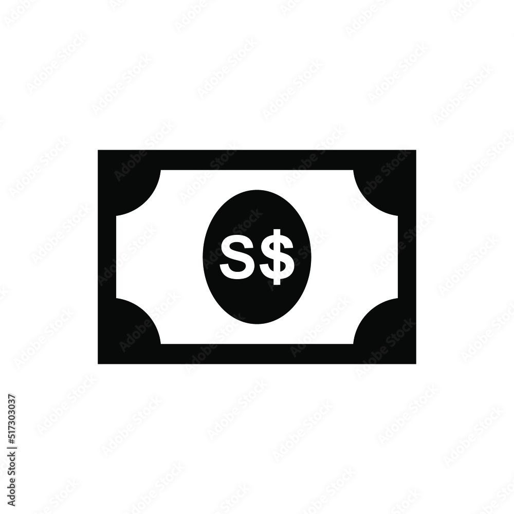 Singapore Currency Icon Symbol, SGD, Singapore Dollar Money Paper. Vector Illustration Singapore Currency Icon Symbol, SGD, Singapore Dollar Money Paper. Vector Illustration