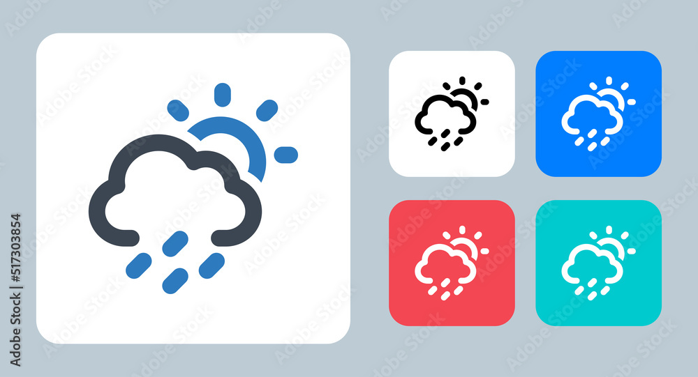 Rainy Day icon - vector illustration . Rainy, Day, Rain, Cloud, Precipitation, Sun, Weather, Forecast, Cloudy, Climate, line, outline, flat, icons .