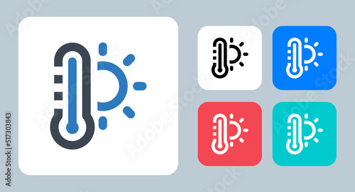 Weather Temperature icon - vector illustration . Weather, Temperature, Hot, Forecast, Summer, Sun, Heat, Thermometer, warm, heat, line, outline, flat, icons .