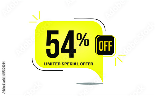 54% off a yellow balloon with black numbers. Flag with percentage numbers
