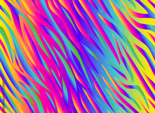 Zebra rainbow abstract seamless pattern. Colorful stripes, repeating background. Vector printing for fabrics, posters, banners. 