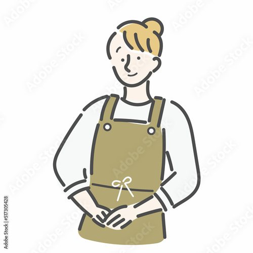 カフェ店員　スタッフ　女性　イラスト