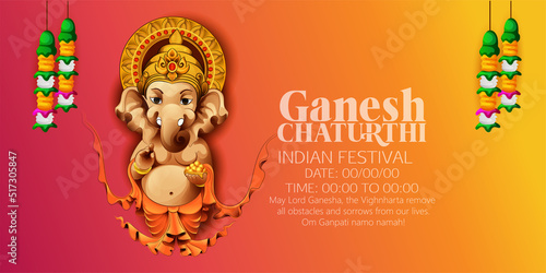 illustration of Lord Ganpati for Happy Ganesh Chaturthi Indian festival 