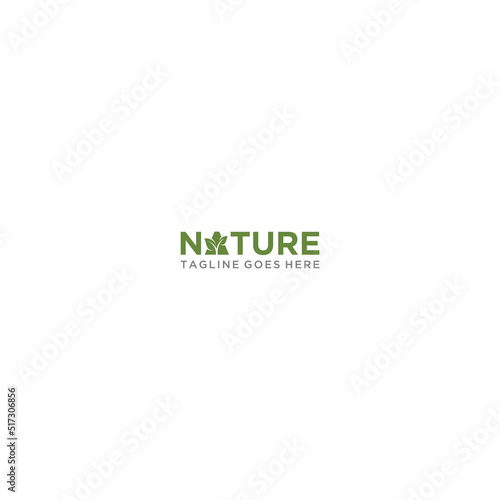 Nature Logo with Plant in A