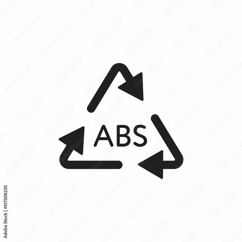 Plastic recycle symbol ABS 9 icon. Plastic recycling code ABS 9 Plastic recycle symbol ABS 9 icon. Plastic recycling code ABS 9