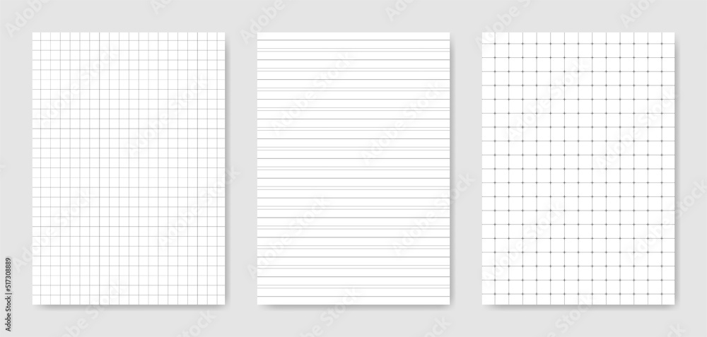 Set of blank graphical technical paper sheet for data representation Set of blank graphical technical paper sheet for data representation