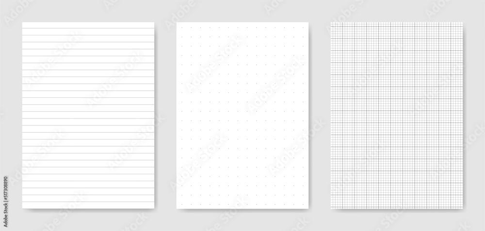 Set of blank graphical technical paper sheet for data representation Set of blank graphical technical paper sheet for data representation