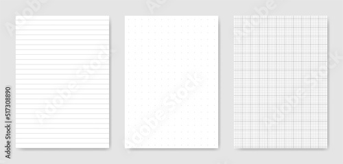 Set of blank graphical technical paper sheet for data representation
