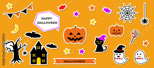 かわいいハロウィン素材セット(シール風)