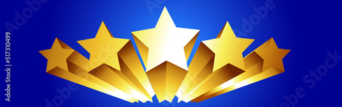 Gold shooting star on blue background. Vector

